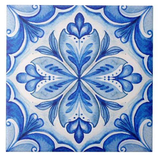 Italiaans blauw Maiolica tegels Tegeltje (Voorkant)