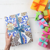 Italiaans blauw mozaïekwerkpapier cadeaupapier