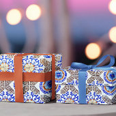 Italiaans blauw mozaïekwerkpapier cadeaupapier