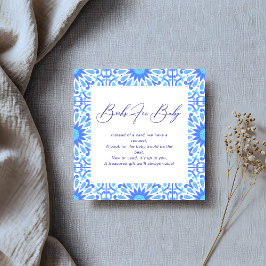 Italiaans Blauw Tegel Baby shower Boek Aanvraag Informatiekaartje