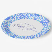 Italiaans blauw Tegel Baby shower script Papieren Bordje (Gekanteld)