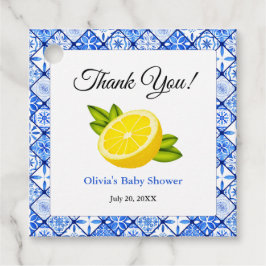 italiaans blauw Tegel citroen Baby shower dank u Bedankjes Labels