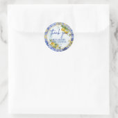 Italiaans Blauw Tegel Citrus Citrus Script Bedankt Ronde Sticker (Tas)