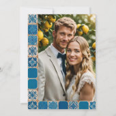 Italiaans Blauw Tegel Citrus Mediterraan Foto Save The Date (Achterkant)