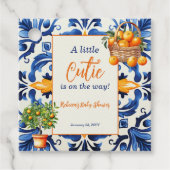 italiaans blauw Tegel cutie Sinaasappel citrus Bab Bedankjes Labels (Voorkant)