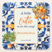 italiaans blauw Tegel cutie Sinaasappel citrus Bab Kartonnen Onderzetters (Voorkant)