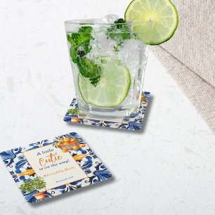 italiaans blauw Tegel cutie Sinaasappel citrus Bab Kartonnen Onderzetters