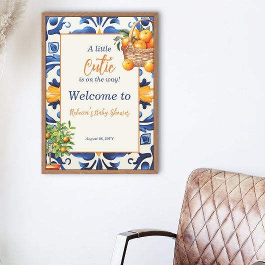 italiaans blauw Tegel cutie Sinaasappel citrus Bab Perfect Poster