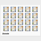 italiaans blauw Tegel cutie Sinaasappel citrus Bab Vierkante Sticker (Vel)