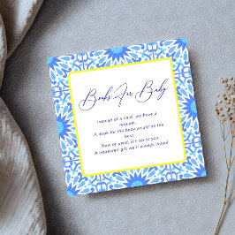 Italiaans Blauw Tegel Geel Baby shower Boek Verzoe Informatiekaartje