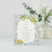 Italiaans Blauw Tegel Lemon Wedding Ceremony Progr (Staand voorkant)