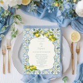 Italiaans Blauw Tegel Lemon Wedding Ceremony Progr