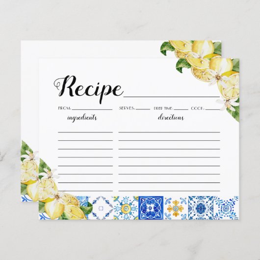 Italiaans blauw Tegel Lemons Vrijgezellenfeest Rec (Voorkant / Achterkant)
