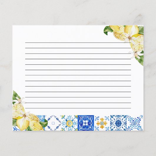 Italiaans blauw Tegel Lemons Vrijgezellenfeest Rec (Achterkant)