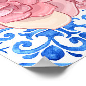 Italiaans Blauw Tegel Mamma Baby shower Zitplaatsk Poster (Hoek)