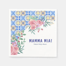 Italiaans Blauw Tegel Mamma Mia Baby shower