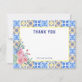 Italiaans Blauw Tegel Mamma Mia Blank Bedankkaart (Voorkant)