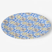 Italiaans Blauw Tegel Mamma Mia Papieren Bordje (Gekanteld)