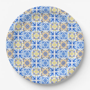 Italiaans Blauw Tegel Mamma Mia Papieren Bordje