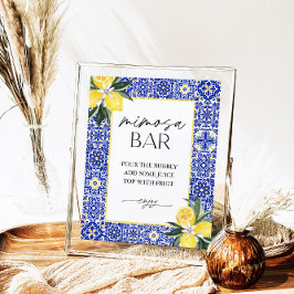 Italiaans Blauw Tegel Vrijgezellenfeest Mimosa Bar Poster