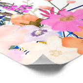 Italiaans blauw tegel waterverf bloemenbruids welk poster (Hoek)