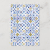 Italiaans blauw tegels bloemboeken voor baby showe informatiekaartje (Achterkant)