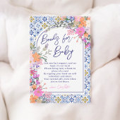 Italiaans blauw tegels bloemboeken voor baby showe informatiekaartje