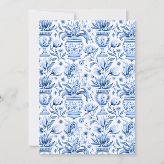 Italiaans blauw tegels citroen bruiloft tafel numm kaart (Achterkant)