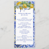 Italiaans Blauw Tegels Citroenen Amalfi Coast Wedd Menu (Voorkant)