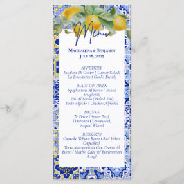 Italiaans Blauw Tegels Citroenen Amalfi Coast Wedd Menu