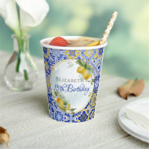 Italiaans Blauw Tegels Citroenen Goud Glitter Lijs