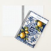 Italiaans blauw tegels en citroenen | JOUW NAAM Notitieboek (Binnen)