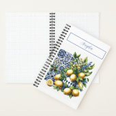 Italiaans blauw tegels en citroenen | JOUW NAAM Notitieboek (Binnen)