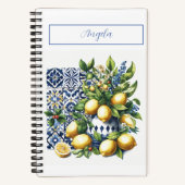 Italiaans blauw tegels en citroenen | JOUW NAAM Notitieboek (Voorkant)