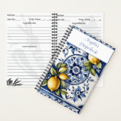 Italiaans blauw tegels en citroenen jouw naam rece notitieboek (Binnen)