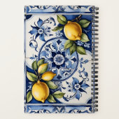 Italiaans blauw tegels en citroenen jouw naam rece notitieboek (Achterkant)