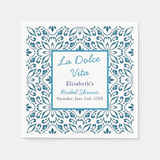 Italiaans Blauw Tegels La Dolce Vita Vrijgezellenf Servet (Voorkant)