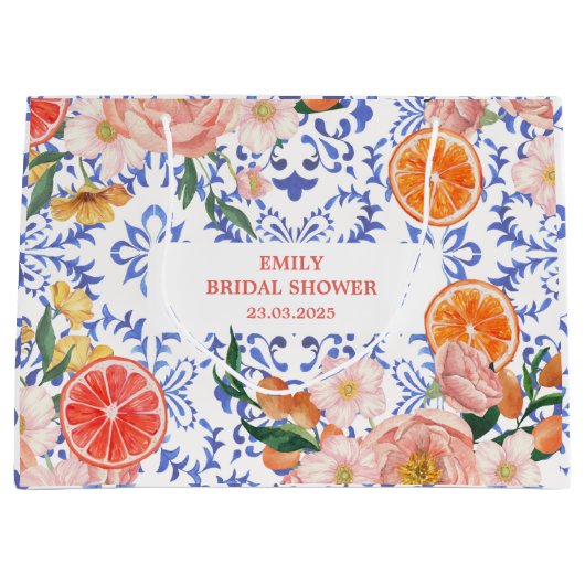 Italiaans blauw tegels mediterraan Vrijgezellenfee Groot Cadeauzakje (Voorkant)