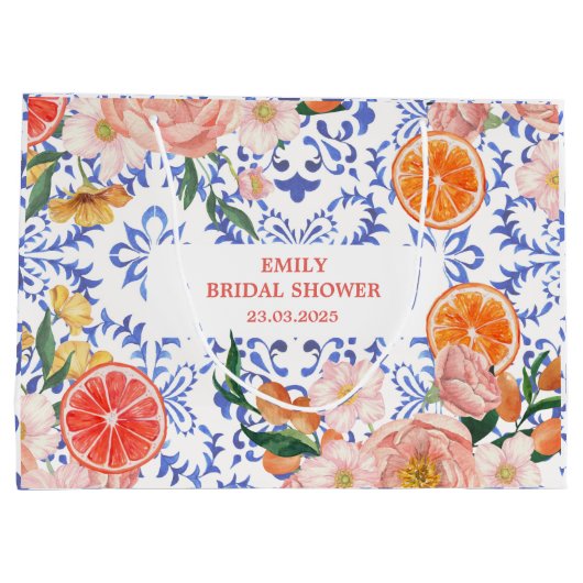 Italiaans blauw tegels mediterraan Vrijgezellenfee Groot Cadeauzakje (Achterkant)