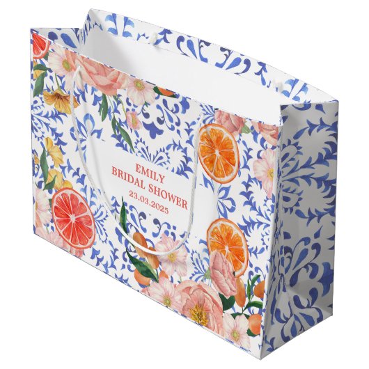 Italiaans blauw tegels mediterraan Vrijgezellenfee Groot Cadeauzakje (Achterkant Gekanteld)