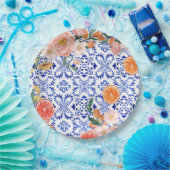 Italiaans blauw tegels mediterraan Vrijgezellenfee Papieren Bordje (Feest)