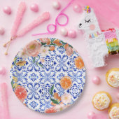 Italiaans blauw tegels mediterraan Vrijgezellenfee Papieren Bordje (Feest)