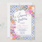 Italiaans blauw tegels waterverf bloemenzoet 16 kaart (Voorkant)