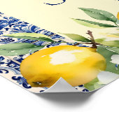Italiaans blauw tegels waterverf citroen baby welk poster (Hoek)