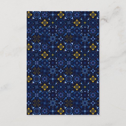 Italiaans blauw tegels waterverf citroen trouwdeta informatiekaartje (Achterkant)