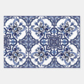Italiaans blauw & wit Siciliaans majolica mozaïek Inpakpapier Vel (Voorkant 3)