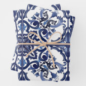 Italiaans blauw & wit Siciliaans majolica mozaïek Inpakpapier Vel (In situ)