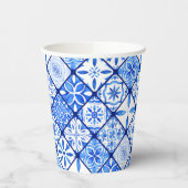 Italiaans Blauw-Wit Tegel Verjaardagsfeestje Papieren Bekers (Links)