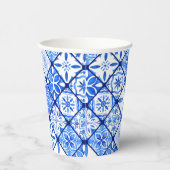 Italiaans Blauw-Wit Tegel Verjaardagsfeestje Papieren Bekers (Rechts)