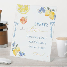 Italiaans Blauwe Strik Citroen That's Amore Spritz Reclamebord Met Voetstuk